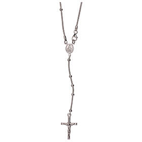 Collar rosario plata 925 Virgen Milagrosa crucifijo granos 1 mm
