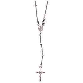 Collana rosario argento 925 Madonna Miracolosa crocefisso grani 1 mm