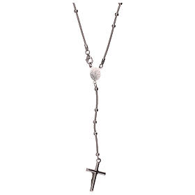 Collana rosario argento 925 Madonna Miracolosa crocefisso grani 1 mm