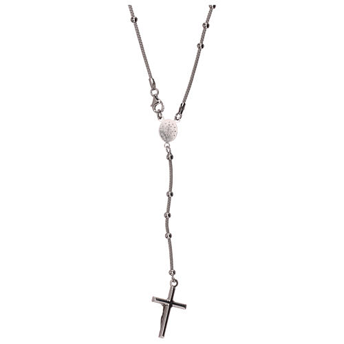Collana rosario argento 925 Madonna Miracolosa crocefisso grani 1 mm 2