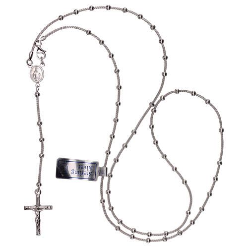Rosary necklace 925 silver Miraculous Medal crucifix beads 1 mm 4