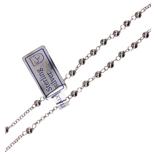 Collana rosario argento 925 Madonna Miracolosa e croce grani 1 mm 3