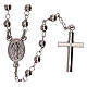 Collana rosario argento 925 Madonna Miracolosa e croce grani 1 mm s1