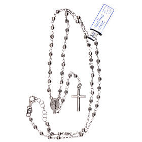Colar terço prata 925 Nossa Senhora Milagrosa e cruz contas 1 mm s4
