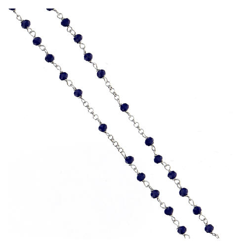 Rosenkranz aus 925er Silber mit Herz und Perlen in Rosenform, blau 3