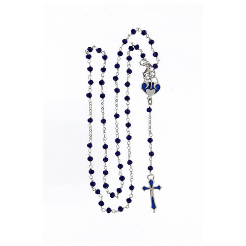 Rosary with blue stones and heart-shaped medal, 925 silver 4