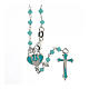 Rosary with light blue stones and heart-shaped medal, 925 silver s1