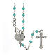 Rosary with light blue stones and heart-shaped medal, 925 silver s2
