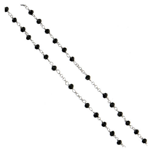 Rosary with black stones and heart-shaped medal, 925 silver 3