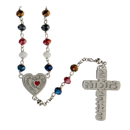 Rosary 925 silver with multi-color beads and E Gioia Sia lettering 1