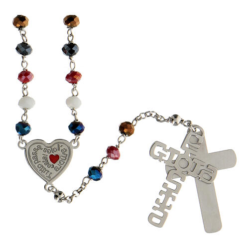Rosary 925 silver with multi-color beads and E Gioia Sia lettering 2