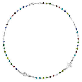 Rosary choker, multicoloured beads and 925 silver, E Gioia Sia