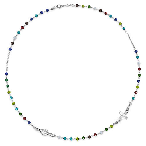 Rosary choker, multicoloured beads and 925 silver, E Gioia Sia 1