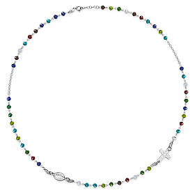 Rosari argento: Rosario girocollo grani multicolor argento 925 E Gioia Sia