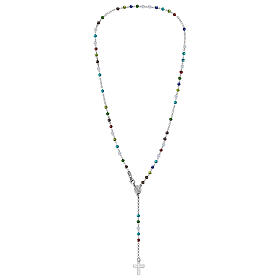 Rosario argento 925 grani multicolor croce E Gioia Sia