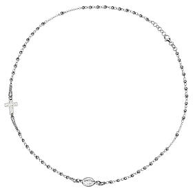 Rosenkranz Halskette aus 925er Kreuz und silbernen Perlen, E Gioia Sia
