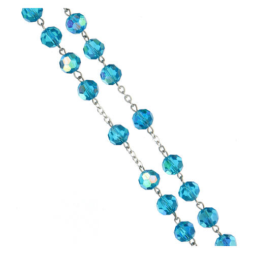 Rosary in shiny 925 silver with blue faceted crystal beads 8 mm 3