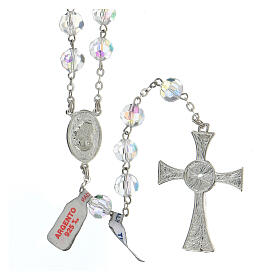 Rosary in shiny 925 silver with aquamarine faceted crystal beads 8 mm