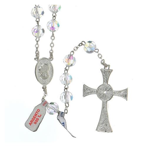 Rosary in shiny 925 silver with aquamarine faceted crystal beads 8 mm 2