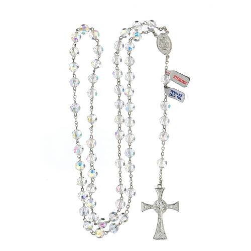 Rosary in shiny 925 silver with aquamarine faceted crystal beads 8 mm 4