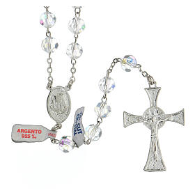 925 silver rosary bound with 8 mm water crystal beads