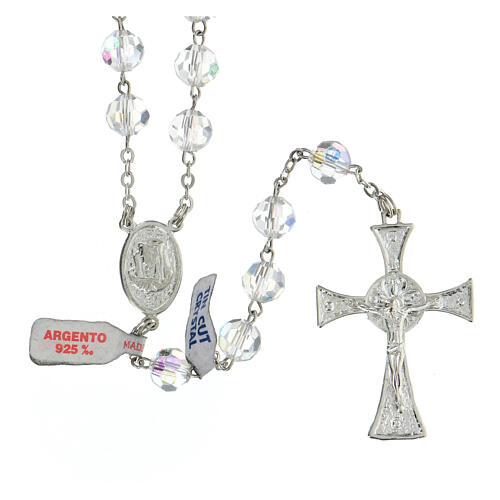 925 silver rosary bound with 8 mm water crystal beads 1