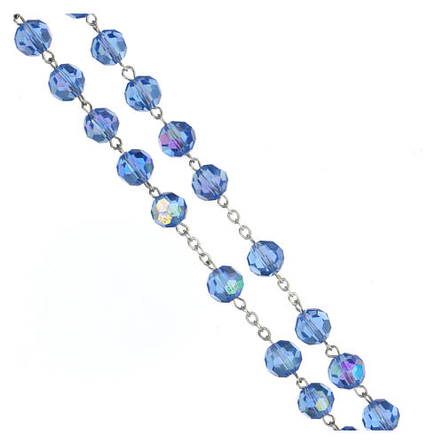Rosary in shiny 925 silver with light blue faceted crystal beads 8 mm 3