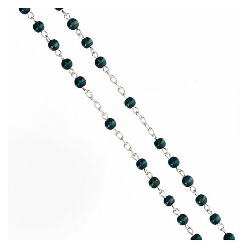 Rosary in 925 silver with 4 mm blue hematite beads Mary 3