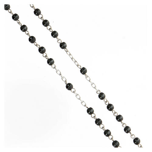 Silver rosary 925 crucifix grey hematite beads 4 mm 3