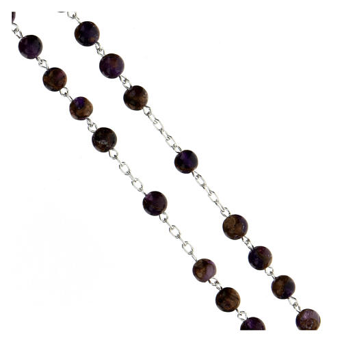 Rosenkranz aus 925er Silber mit violetten Perlen, 6 mm 3
