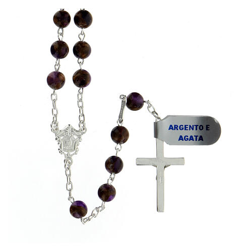 Rosary 6 mm agate purple bronze beads 925 silver chain 2
