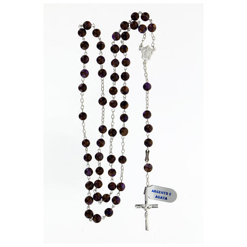 Rosary 6 mm agate purple bronze beads 925 silver chain 4