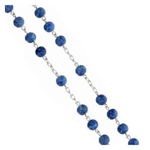 Rosary in 925 silver with 6 mm blue glass beads 3