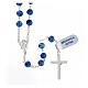 Chapelet argent 925 crucifix grains verre bleu 6 mm s2