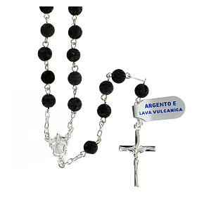 Rosary in 925 silver with 6 mm volcanic lava beads