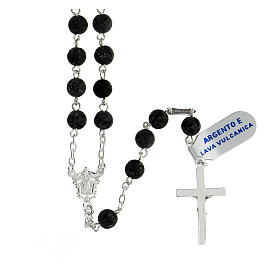 Sterling silver rosary volcanic beads 6 mm modern cross