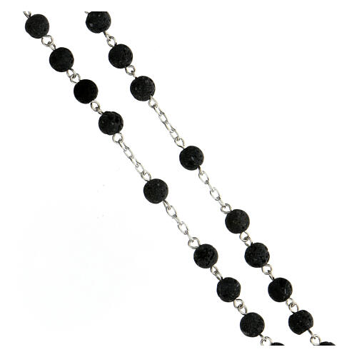 Sterling silver rosary volcanic beads 6 mm modern cross 3
