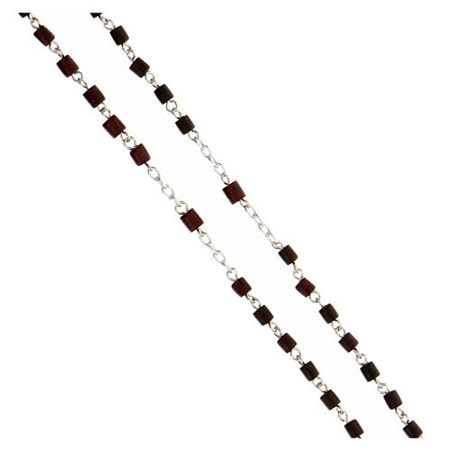 Rosary in 925 silver with 4x4 mm mahogany beads Mary 3