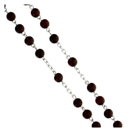 Rosary mahogany wood beads 6 mm 925 silver modern cross 3