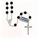 Rosary mahogany wood beads 6 mm 925 silver modern cross s1