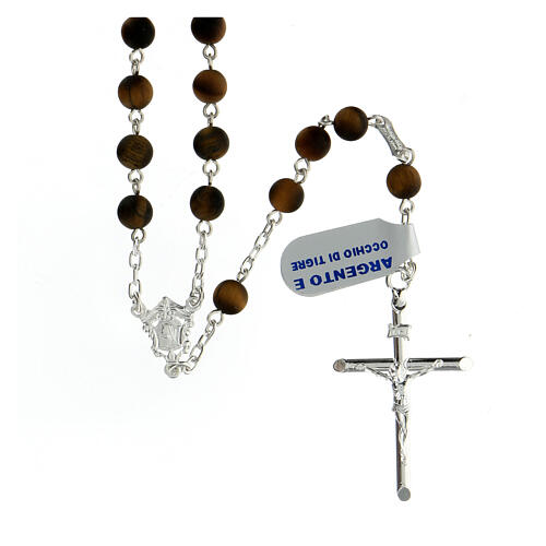 Rosary in 925 silver with 6 mm tiger's eye beads 1