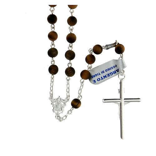 Rosary 925 silver polished tiger eye beads 6 mm 2