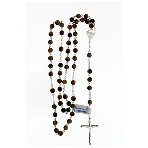 Rosary 925 silver polished tiger eye beads 6 mm 4