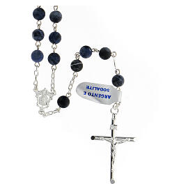 Rosary sodalite polished beads 6 mm 925 silver tubular cross