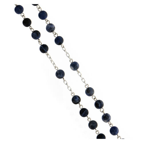 Rosary sodalite polished beads 6 mm 925 silver tubular cross 3