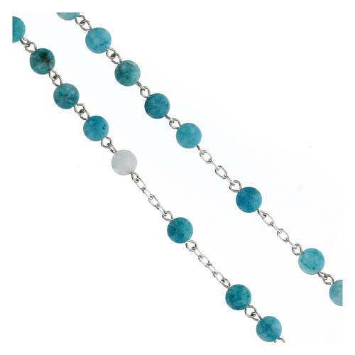 Rosenkranz aus 925er Silber und mit blauen Perlen aus Hemimorphit, 6 mm 3