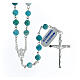 Rosary in 925 silver with 6 mm light blue and white hematite beads s1