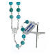 Rosary blue hemimorphite 6 mm in 925 silver with tubular cross s2