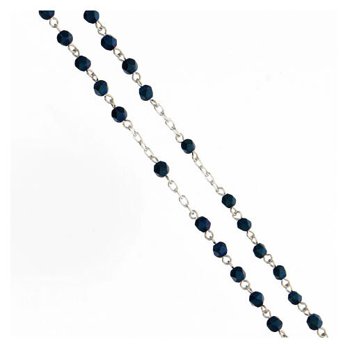 Rosenkranz aus 925er Silber mit blauen Perlen aus Hematit, 4 mm 3