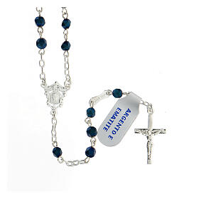 Rosary in 925 silver with 4 mm dark blue hematite beads